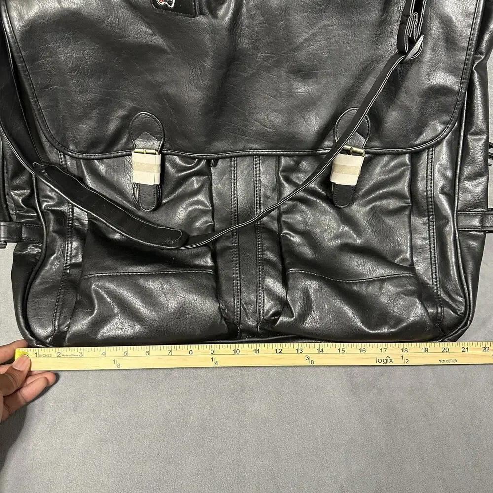 GoDaddy Bowl Black Leather Garment Bag Suit Travel Carry On Shoulder Case